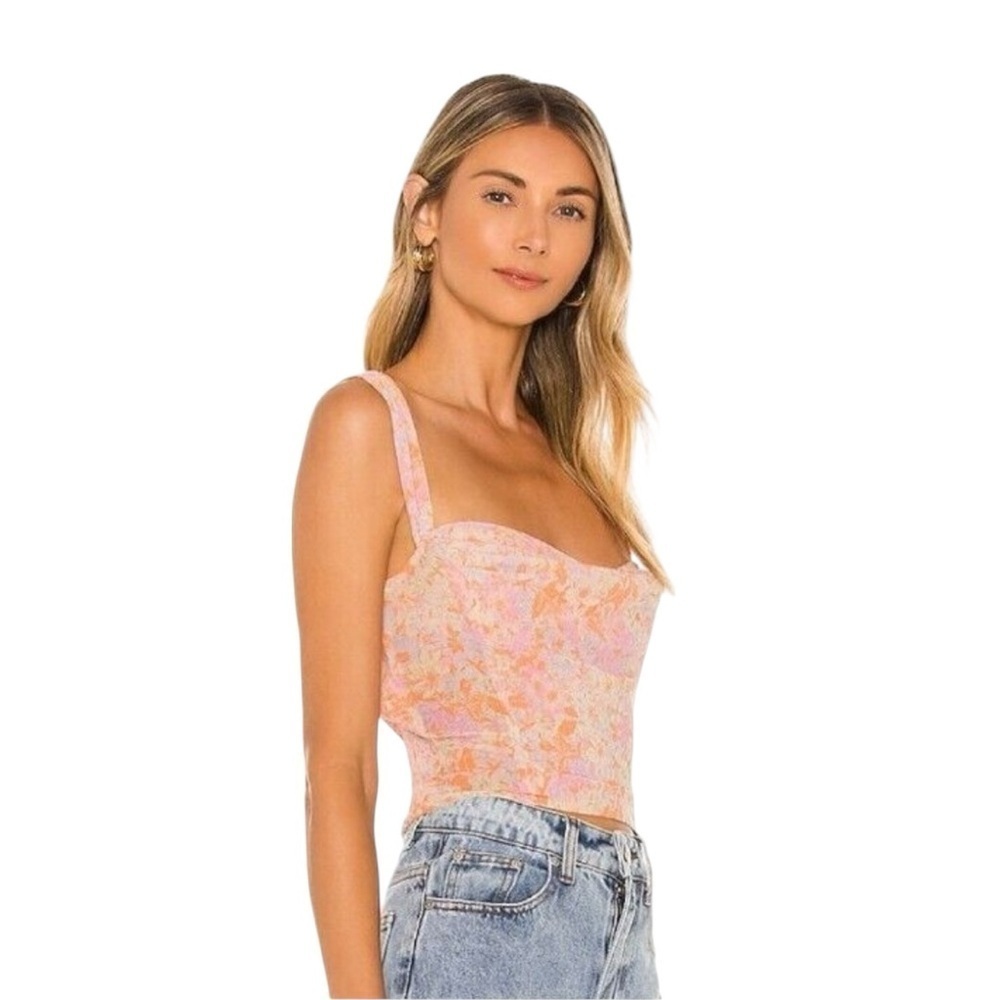 Revolve Free People ENDLESS LOVE Draped Pink Orange Floral Crop Top Size M #1652